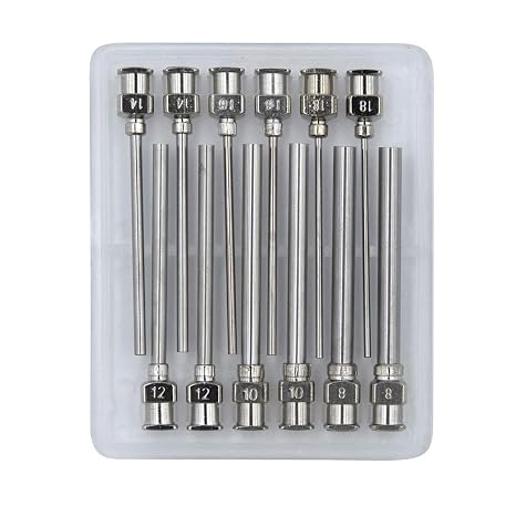 12 Pack Blunt Tip Dispensing Needles Set, Luer Lock 8G-18G
