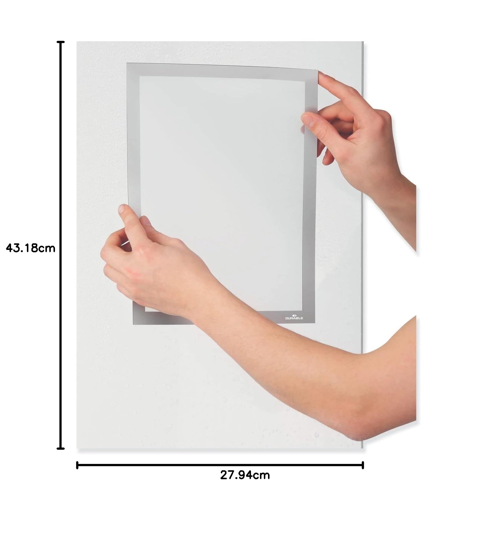 DURABLE Static-Cling DURAFRAME - Soporte magnético para carteles de documentos (28 x 43 cm), color plateado