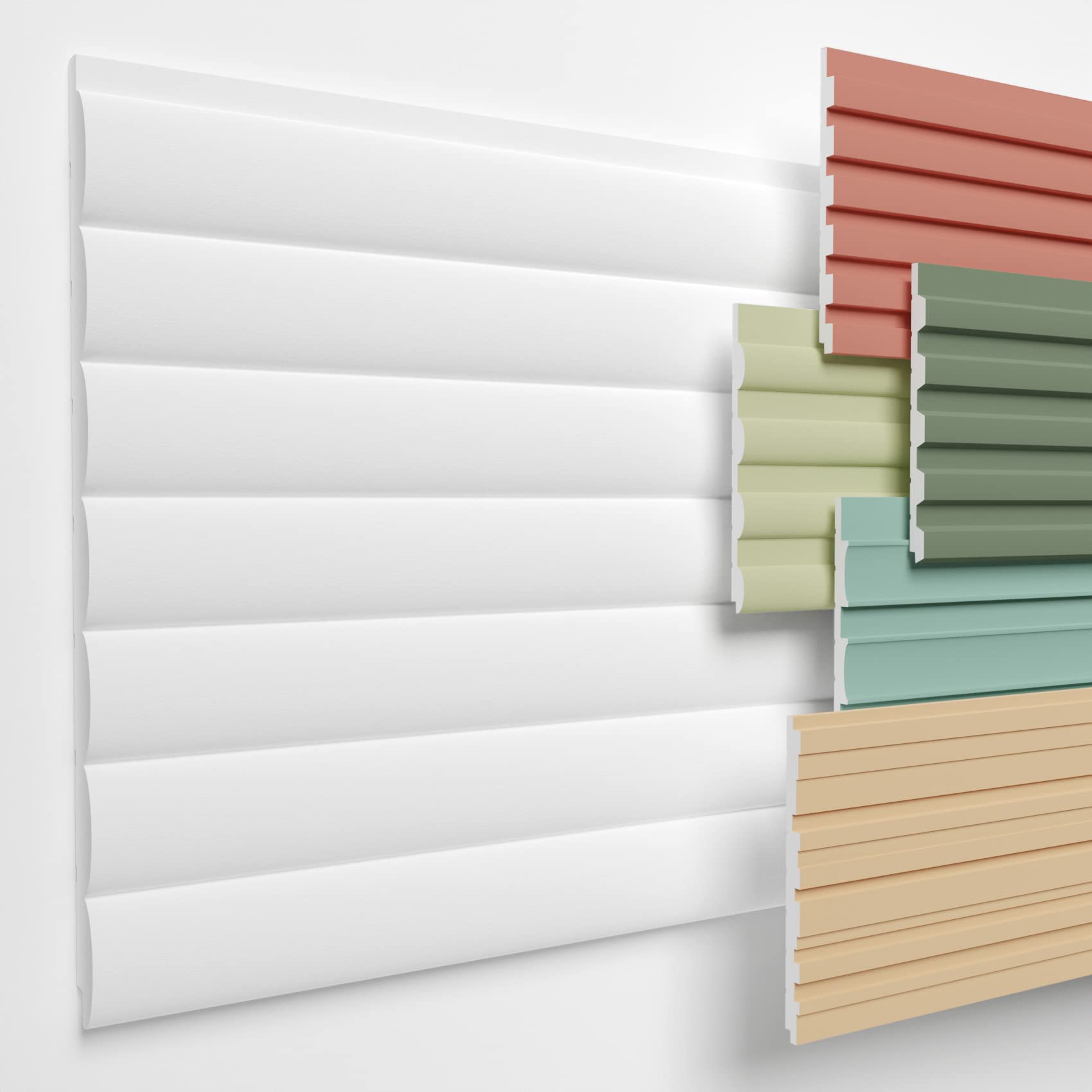 HEXIMO Lamellenwand (1.84 m²) aus XPS - Lamellen Wandpaneele Lamellenverkleidung Akustikpaneele weiß (4 Paneele, HLM-4-01 weiß) Paneele Wandleiste Platten Wand Deko