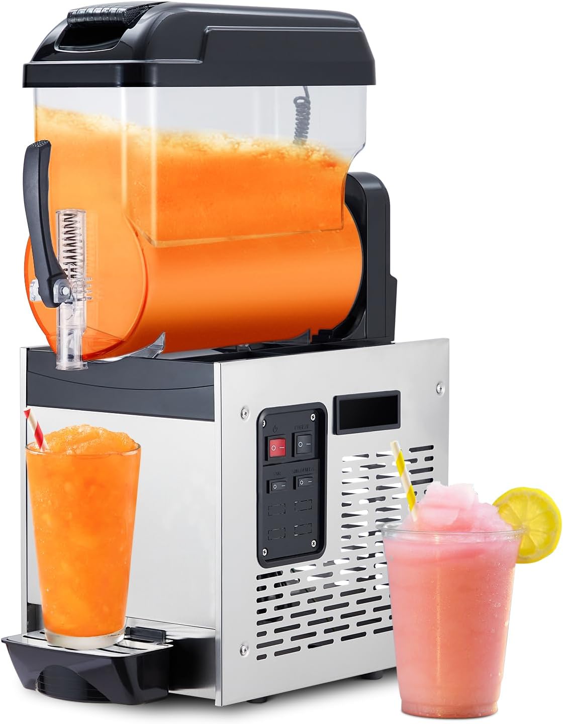Commercial Slushie Machine, 12L/3.2 Gal Frozen Margarita Machine Smoothie, 500W Stainless Steel Slushy Machine, Self-Cleaning Feature for Snow Melts, Cocktails, Homes, Coffee Shops, Restaurants 12L black