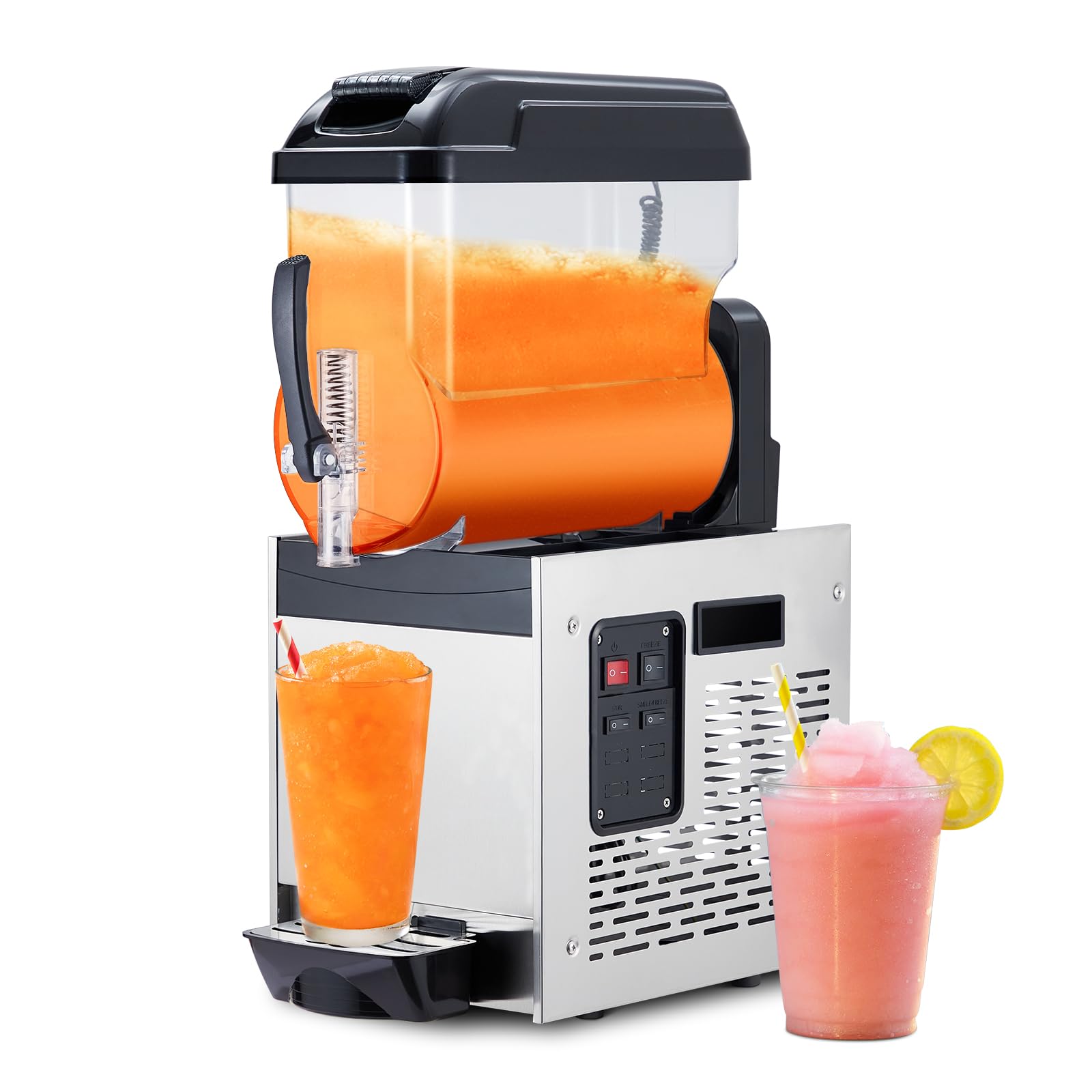 12L/3.2 Gal Gal Commercial Slushy Machine, Frozen Drink Margarita Machine Smoothie Slushie Maker, Self-Cleaning, 500W Stainless Steel Slushy Machine for Homes, Coffee Shops, Restaurants, Black