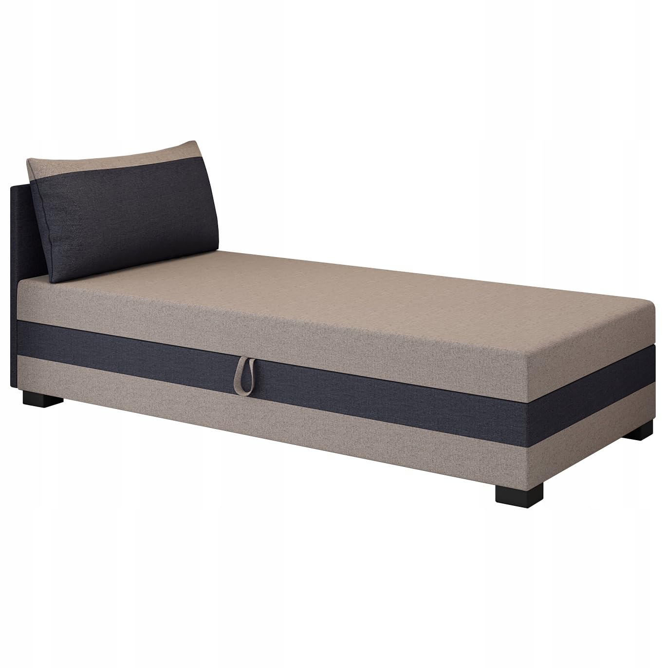 Boxspringbett Ilia 80x200x38 cm mit Schaumstoff Matratze, Bett mit Matratze, Polsterbett mit Bettkasten, Gepolstertes Einzel Bett, Schlafsofa - Beige Graphit