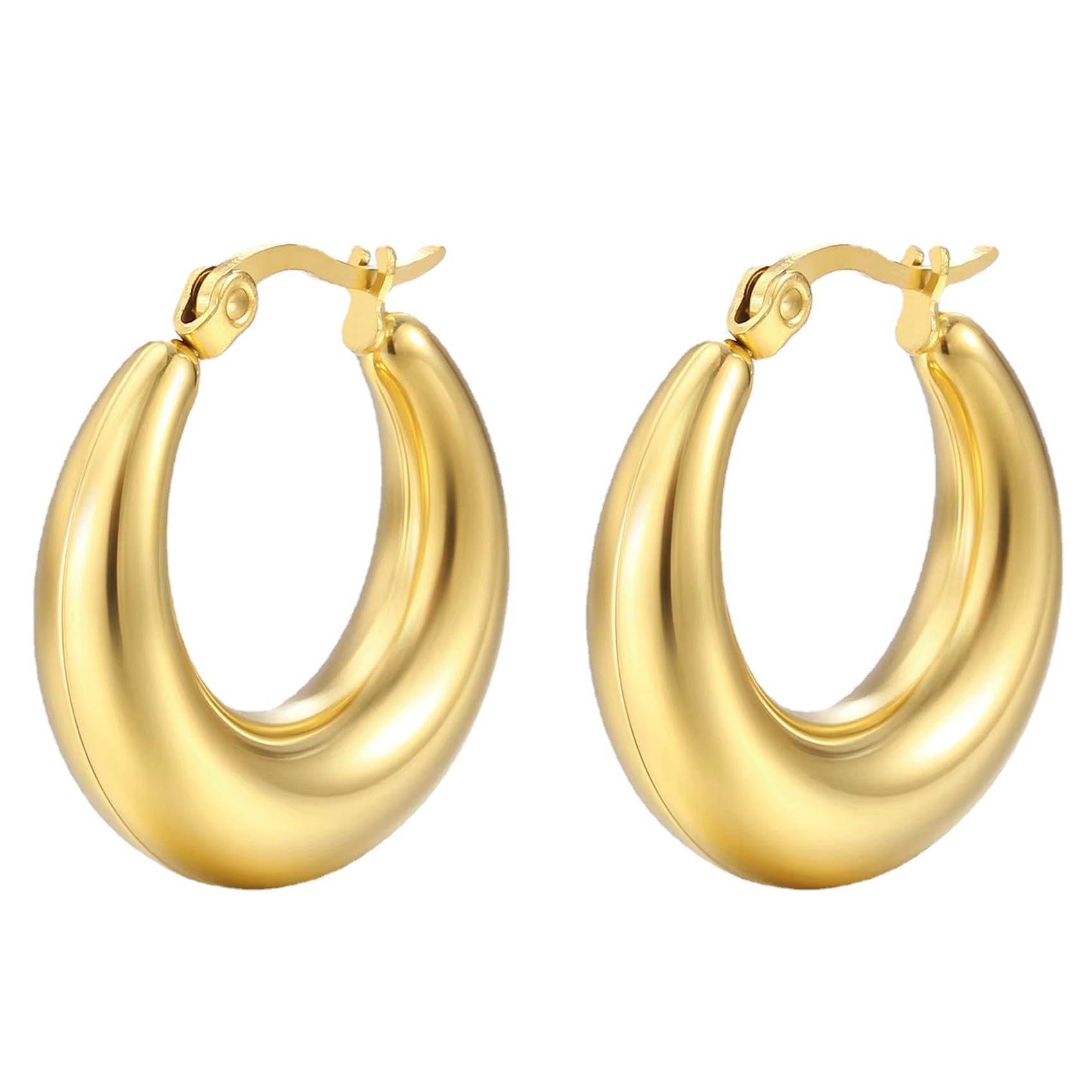 JUZICHENPendientes Aro Mujer, Pendientes Acero Inoxidable Mujer, Pendientes Dorados Gruesos, Pendientes Hipoalergénicos, Pendientes Aro, Pendientes Mujer, Para Mujer Niña