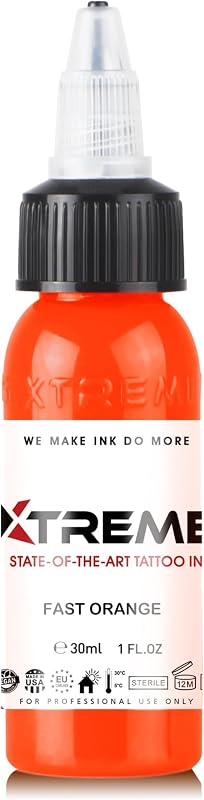 Tinta para tatuagem XTREME Fast Orange à base de água, sem acrílico, viscosidade média, 30 mL