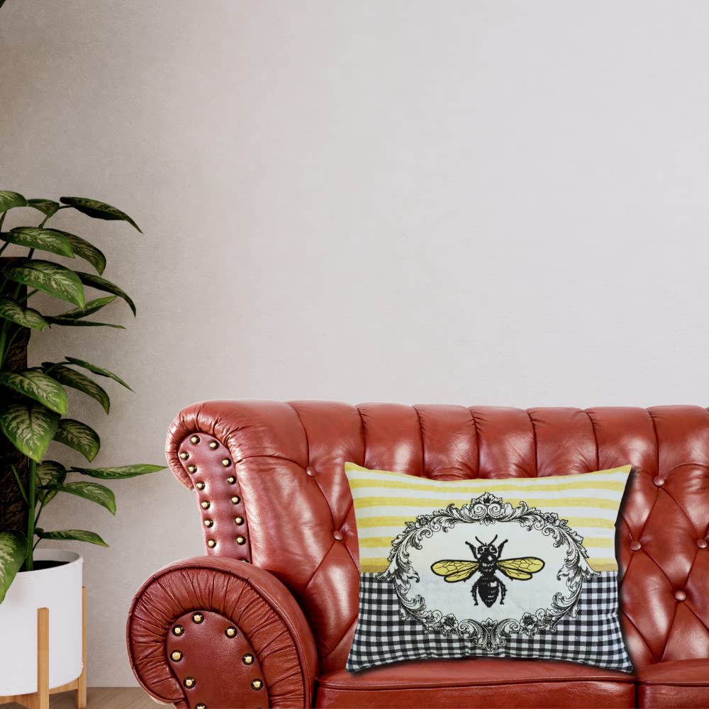 Comfy Hour Spring is Here Collection Spring Bee and Flower Accent and Throw Pillow Decorative Cushion, 18