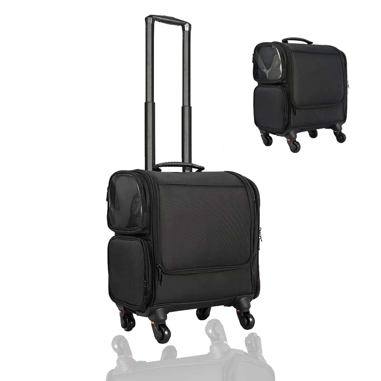 SUILU Rolling Makeup Train Case,Large Capacity Pull Rod Makeup Case, Used for Daily Storage Black