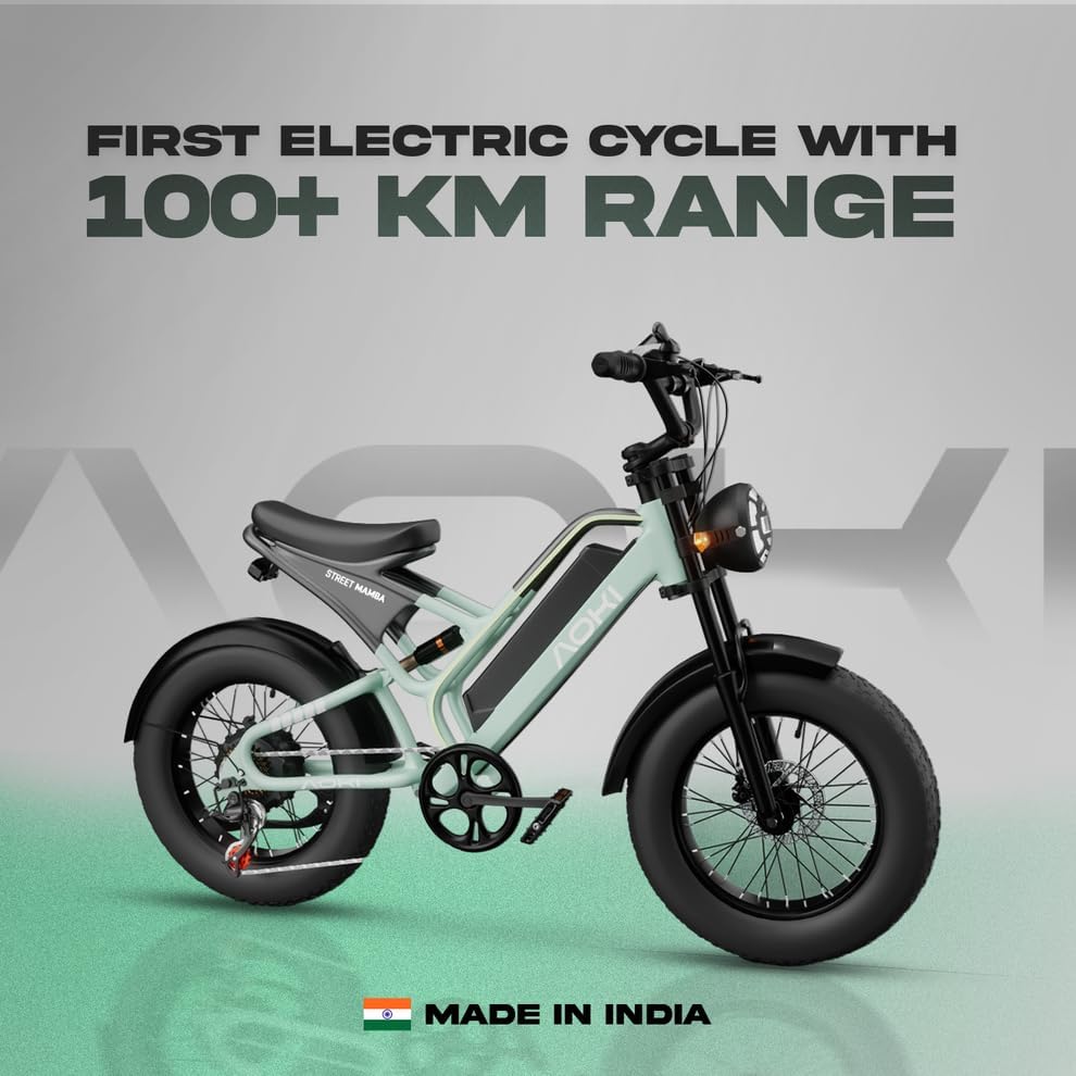 Image of Aoki Street Mamba Electric Bicycle | 48V 250W Motor | 105km Range | 15.8Ah Removable Battery | Dual Suspension | Colour LCD | NFC Smart Unlock | Vapor Green