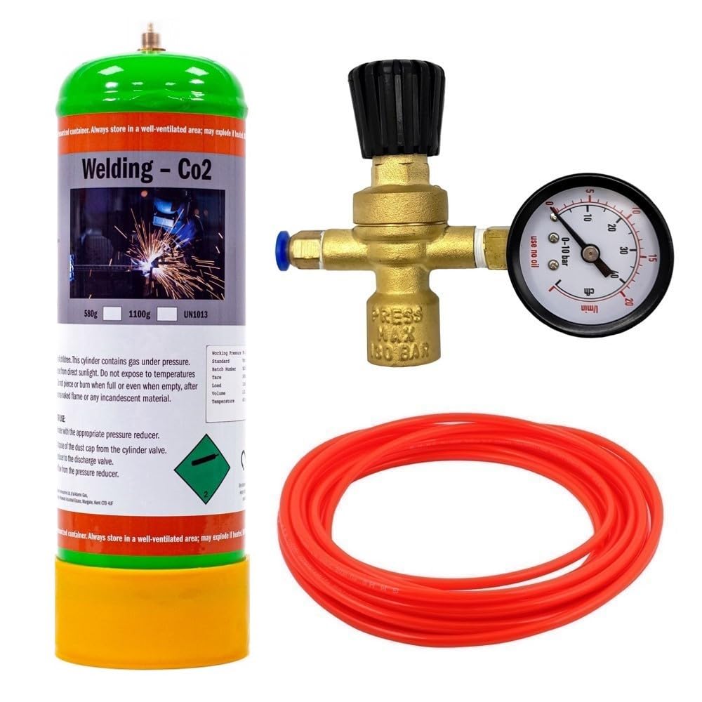 CO2 Disposable Gas KIT Bottle MIG TIG Welding w/Regulator Gauge Hose 2.2L (CO2 100%)