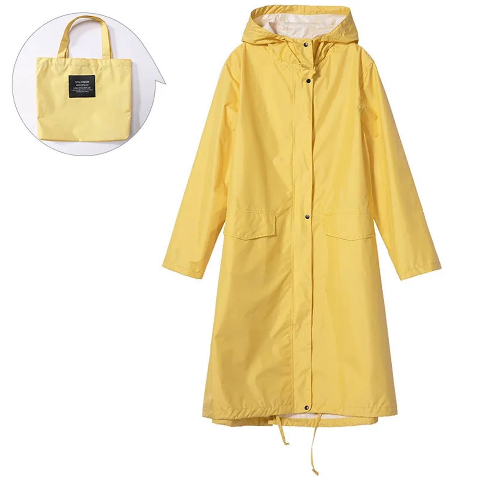 Kway Impermeabile Giallo in Nylon for Uomo e Donna, Poncho da Trekking, Impermeabile Traspirante Lungo Portatile, Giacca alla Moda(M)