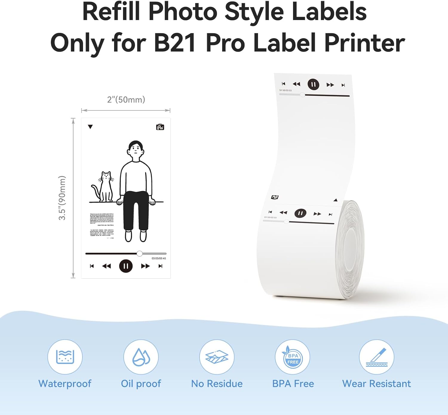 NIIMBOT Photo Label only for B21 Pro Label Printer, 2x3.5in (50x90mm) Photo Paper, Waterproof Sticker Card for Scrapbook DIY (Echoes of Yesterday) - Image 2
