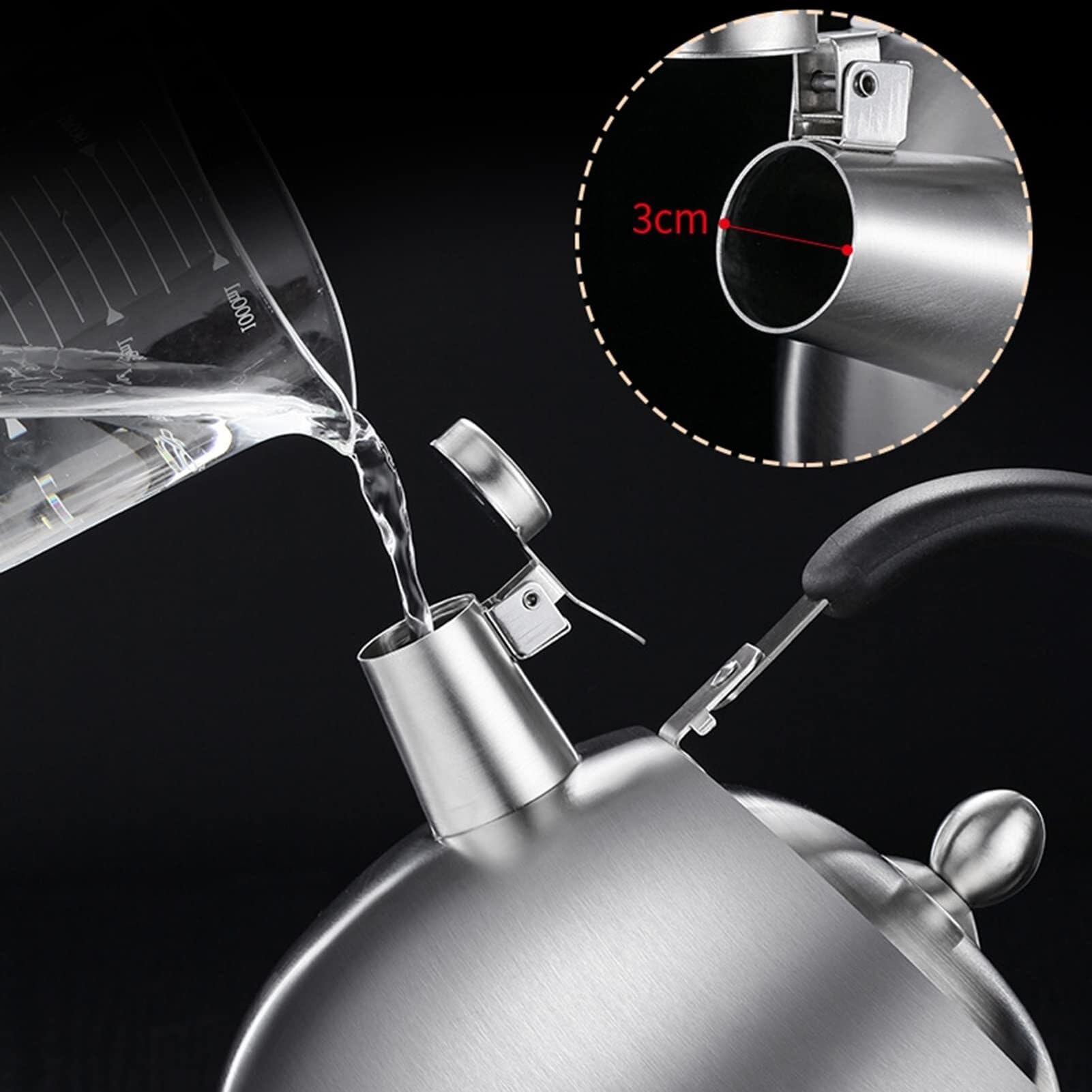 Bollitore fischiettante in acciaio 304 - Grande capacità, fischio forte, riscaldamento rapido & compatibile con 4 tipi di cucine(4L)