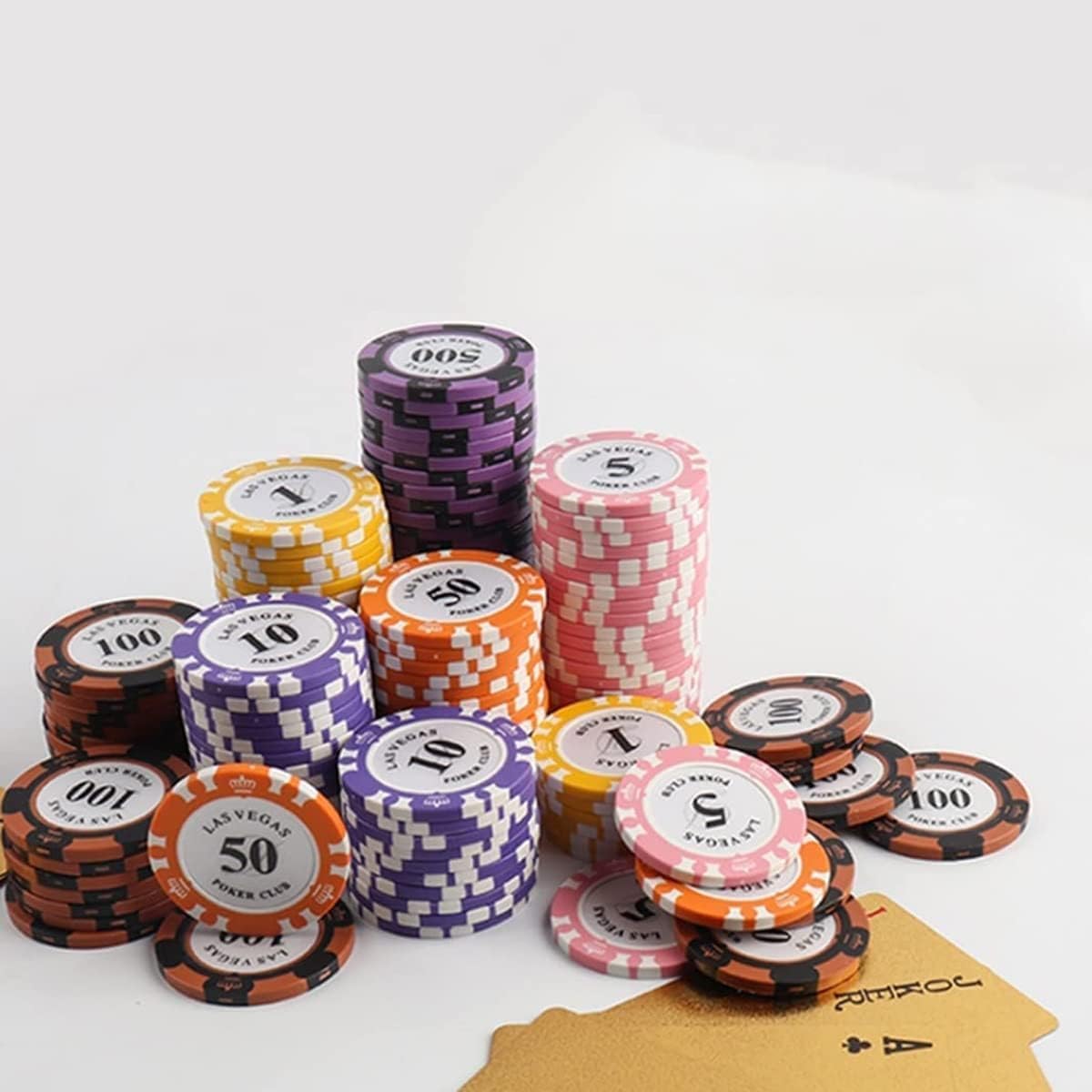 100PCS Poker Chips with Numbers, 14g Clay Iron core Casino Games Casino Chips, Texas Holdem Blackjack Chips, for Playing Game Family Friends Party