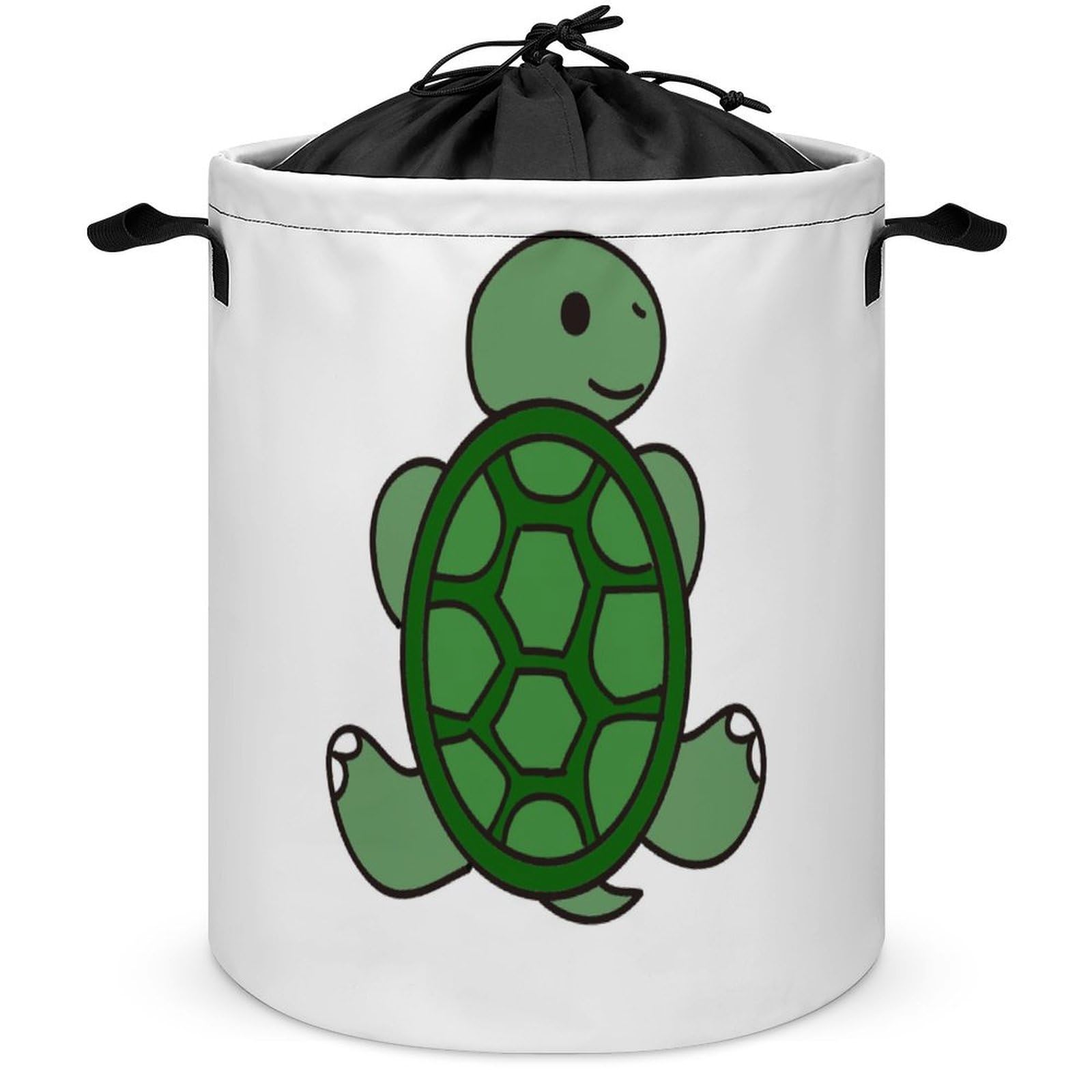 Wlntrophic Drawstring Laundry Hamper, Turtle Pattern Laundry Basket, Washing Basket with Handle