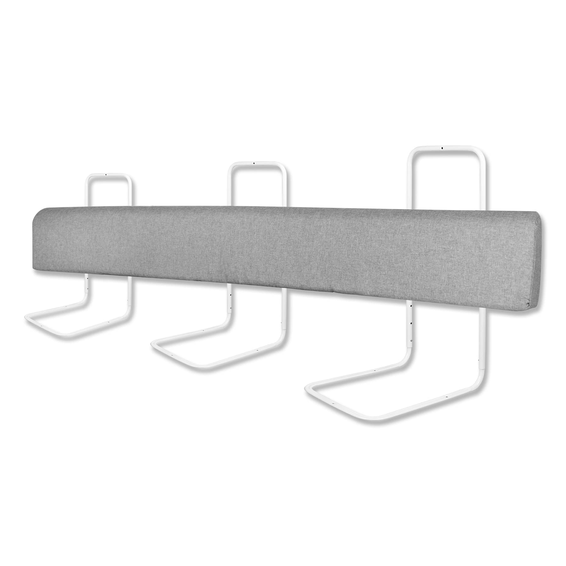 Froadp Uitvalbeveiliging Bedhekje voor Peuters in Hoogte Verstelbaar Bedrandbescherming met Ritssluiting en Drukknoopsluiting Draagbaar Bedhek Kinderbed Ledikantrail Accessoires (200cm, Linnengrijs