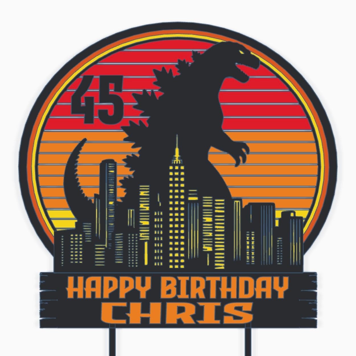 Kaiju Cake Topper, 18cm Tall, Personalised, Biodegradable PLA, Keepsake