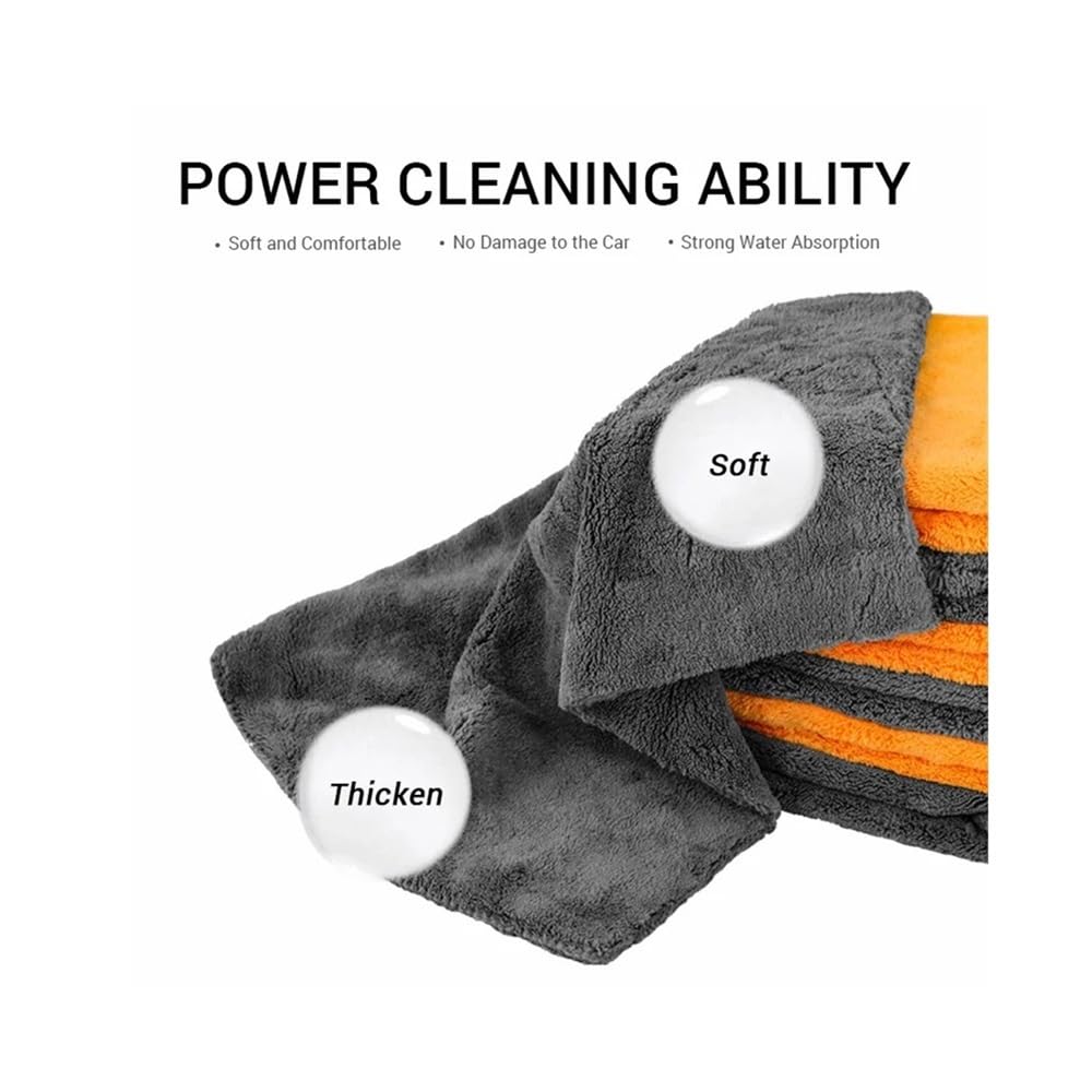 Toalla de microfibra de 600 g/m² para limpieza de coche, 1/3/6/9 unidades, 40 x 40 cm, toallas de lavado de coche gruesas para el cuidado de los detalles del automóvil (naranja, 6 piezas)