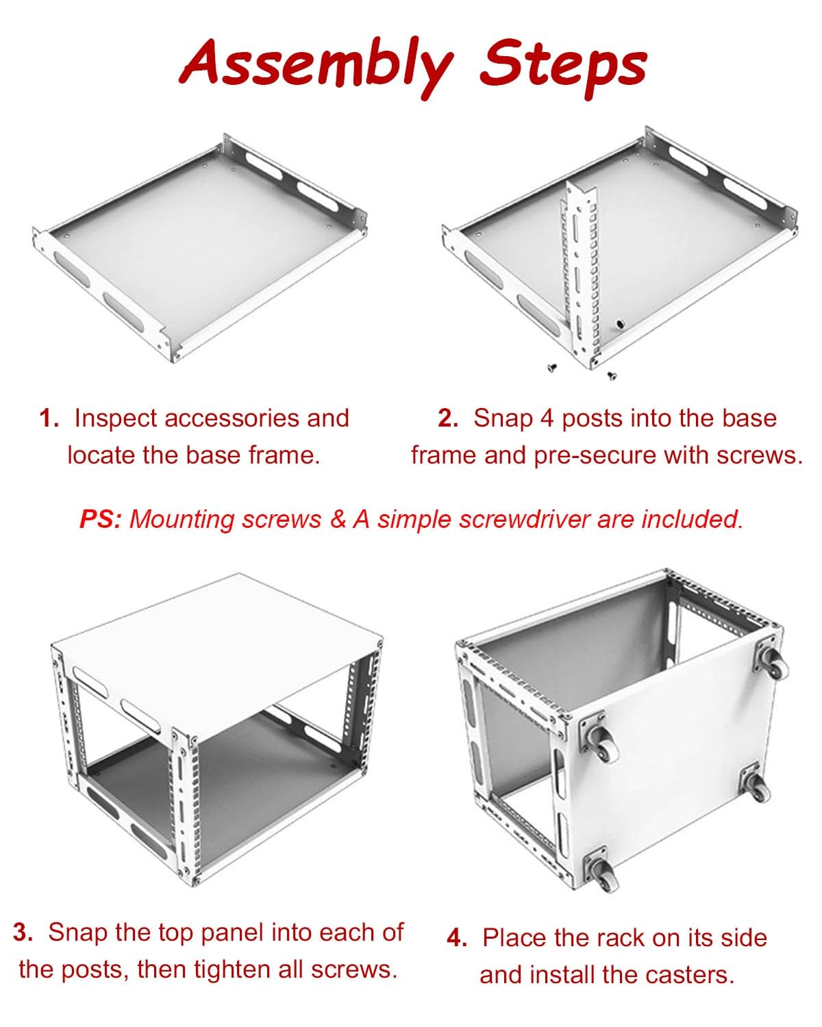 Vibeo Rack di Rete a Telaio Aperto Rack Server a Telaio Aperto Ventilato con Ruote, Mini Rack di Rete Scorrevole, 4, 6, 8, 10, 12, 16, 20U, Rack AV da Pavimento per Casa/Ufficio(8U)