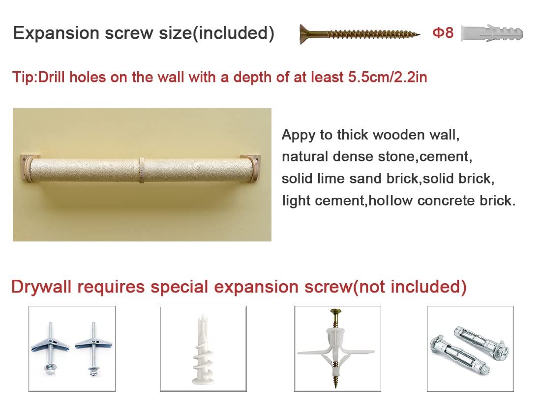 Tiragraffi da Parete，Tiragraffi Per Gatti，Graffiatoio Per Gatti，Percorso Gatti da Parete(Sisal Rope_Φ7)
