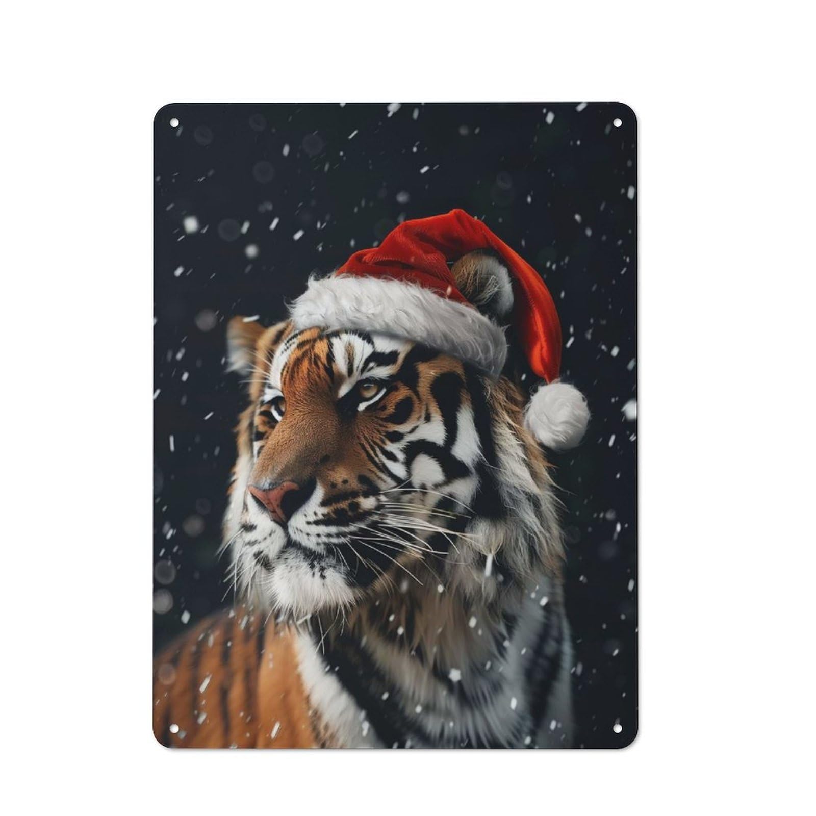 Junmoney Festive Tiger Christmas Rustic Tin Sign 40X30cm Featuring For Bar Or Restaurant, A Housewarming Gift For Bar Decor Enthusiasts