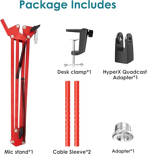Miniatura 6 de YOUSHARES Brazo de brazo compatible con micrófono HyperX Quadcast, brazo de brazo Quadcast con adaptador y 2 fundas de cable para juegos,