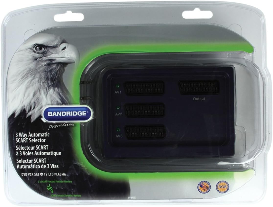 Bandridge Premium Performance 3 Way Automatic SCART Selector Switching Box