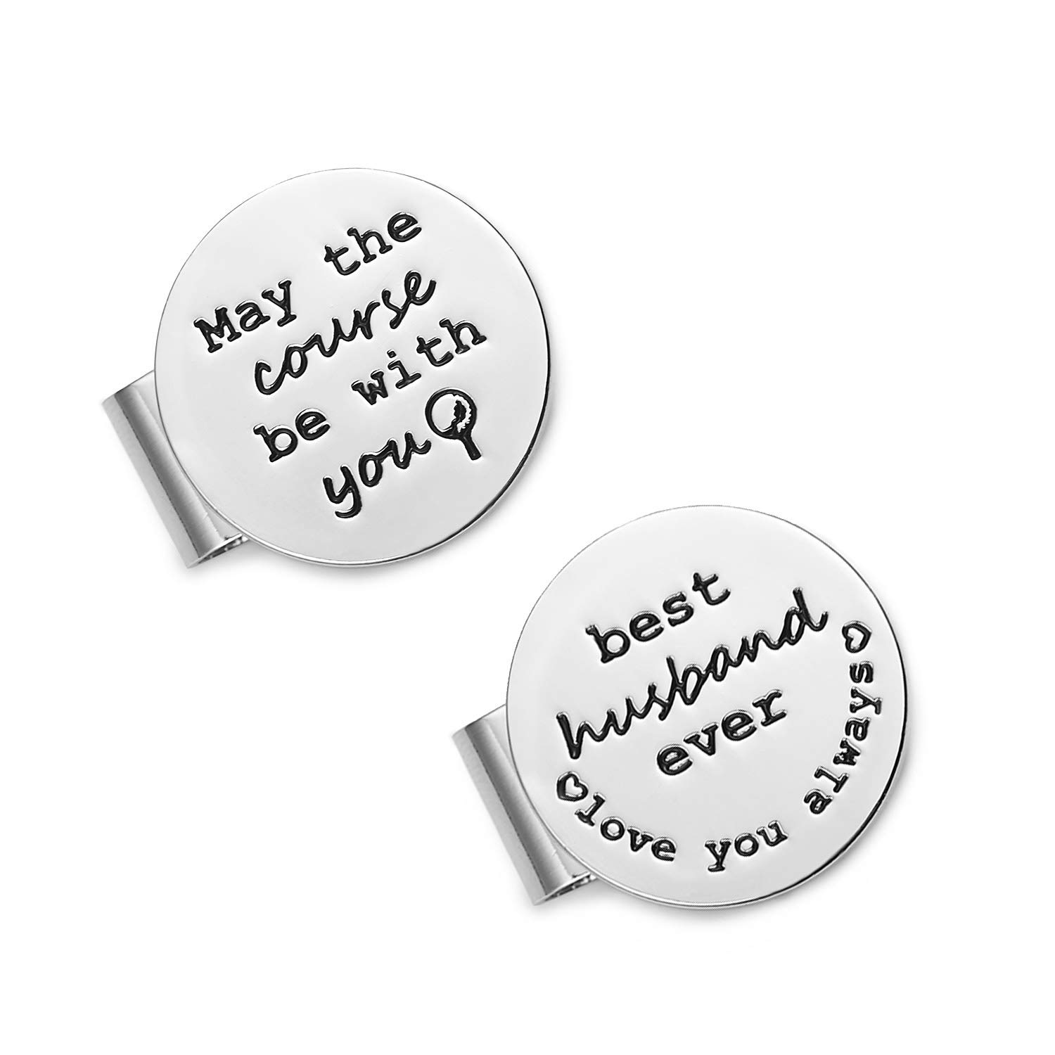 Melix Home May The Course Be with You Golf Ball Marker Magnetic Hat Clip Golfer Gifts for Dad Grandpa Husband Brother Boyfriend Golf Accessories Gift Set of 2 (Best Husband Ever Love You Always)