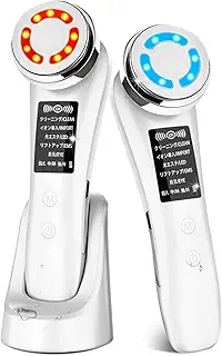 美顔器 ems 温冷美顔器 1台8役 超音波美顔器 温熱ケア LED光 EMS イオン導入 イオン導出 5つモード3段階レベル 超音波振動 毛穴 V顔 USB充電式 自宅用美顔器 多機能美容器 日本語説明書 M80 (ホワイト)