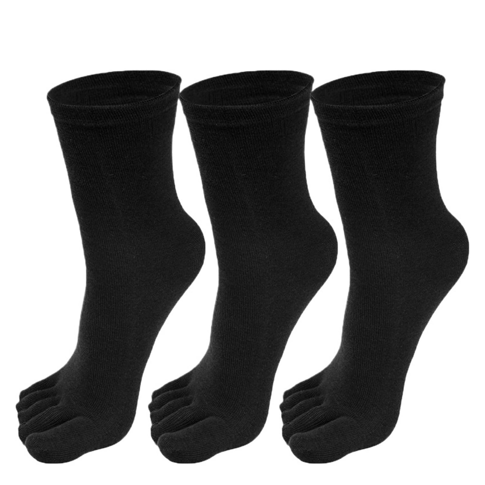 ITRHJTGP Finger Socks 3pairs Five Finger Socks Men Breathable Sports Five-toe Long Casual Middle for Fitness(Black-3pairs)