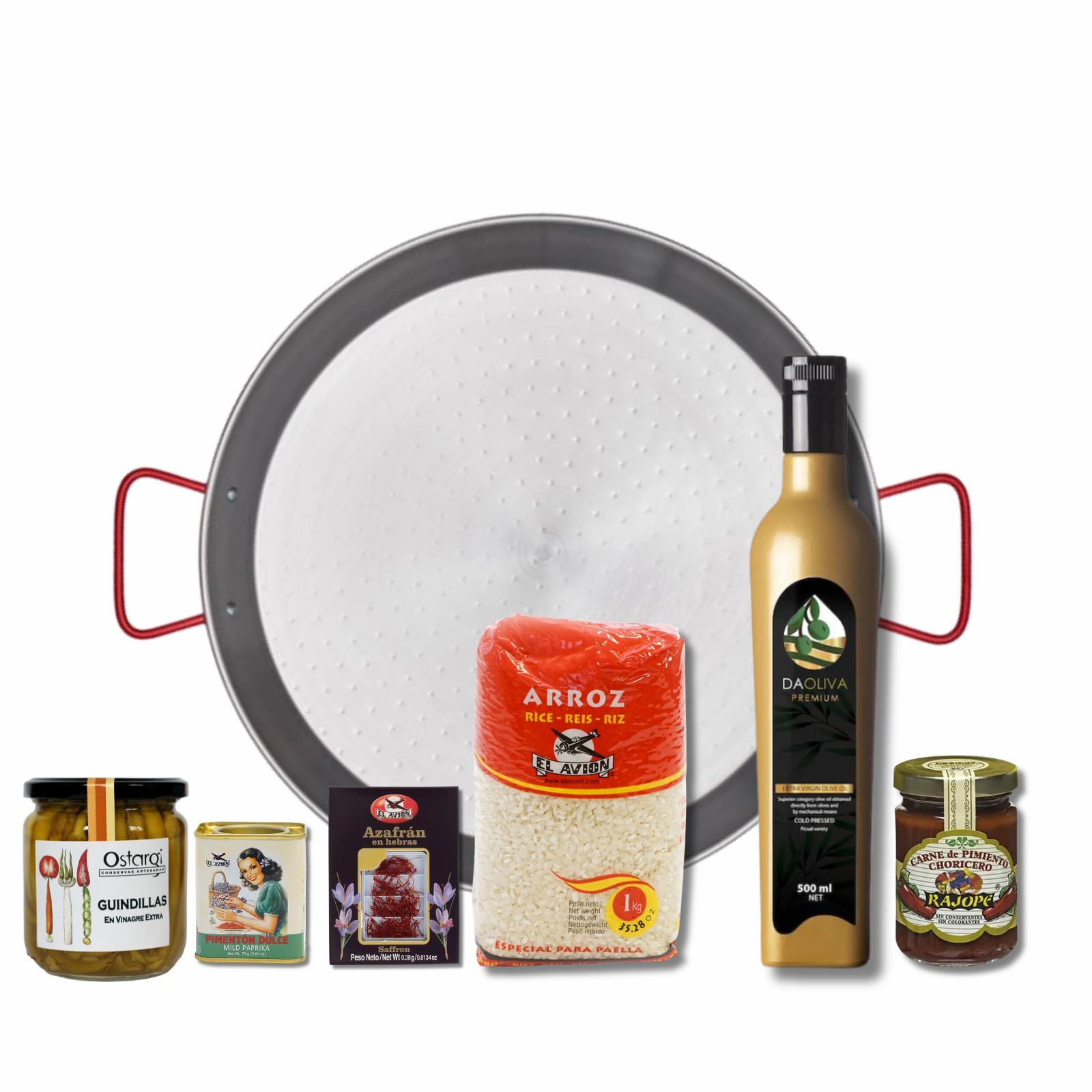 Carmen & Lola Eat España! Premium Authentic Paella Kit with Traditional Pan and Ingredients/Traditional Design, Serves 4-6.