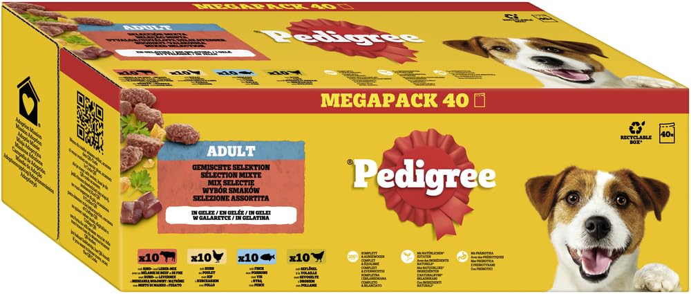 PEDIGREE DOGCARE Hundefutter Portionsbeutel Chunks in Gelee Adult 40 x 100g