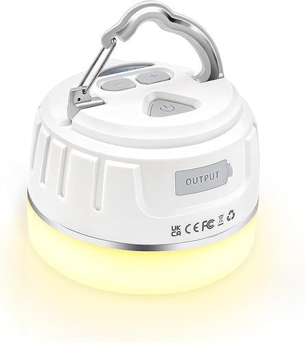 Linterna LED recargable de 1000 lúmenes, tiempo de funcionamiento de 300 horas, 6400 mAh, IPX5 impermeable para camping, senderismo, cortes de Blanco