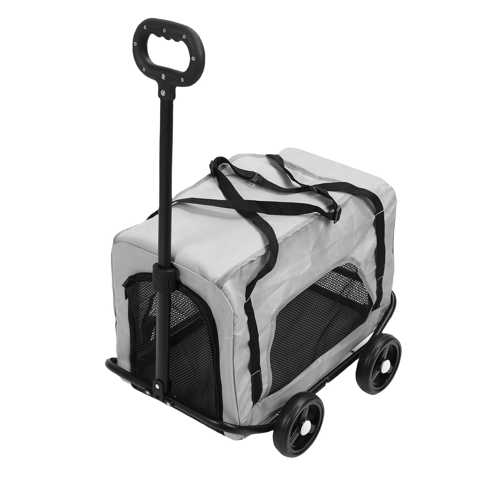AMONIDA Transporter dla Psa z Kółkami Wszechstronny Wózek Spacerowy dla Małych Zwierząt Kompaktowy Podróżny materiał Oxford 4 Koła (GREY)