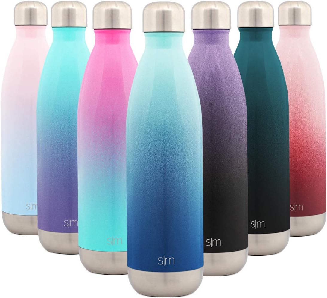 Simple Modern 25 Ounce Wave Water Bottle - Stainless Steel Double Wall Vacuum Insulated Metal Reusable - Leakproof Ombre: Pacific Dream