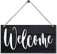 EDCTO Rustic Welcome Hanging Wood Sign 12x6 Inch - Farmhouse Porch Front Door Decor, Durable MDF Indoor Outdoor Wall Art