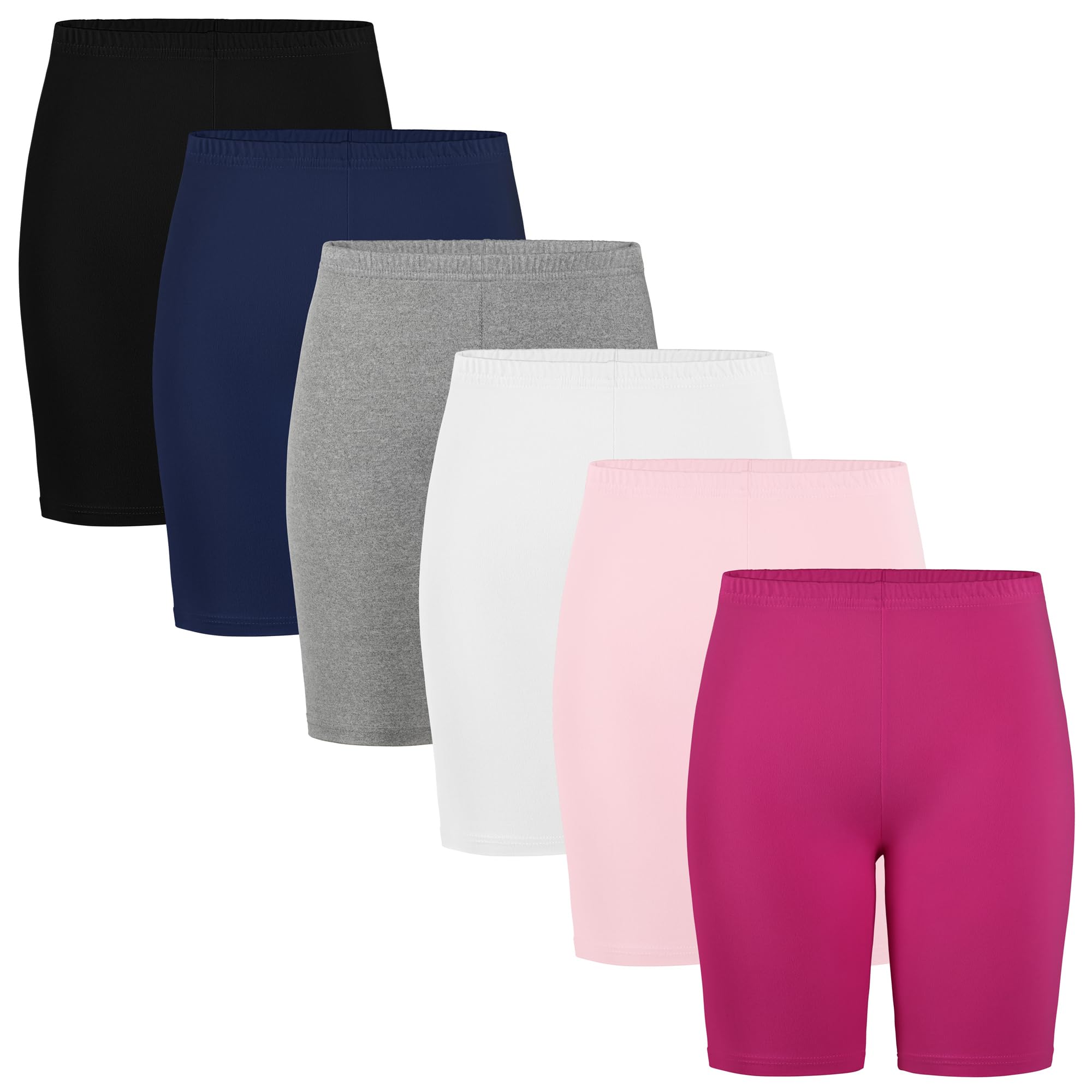 6 Pack Girls Shorts Bike Athletic Long Biker Shorts