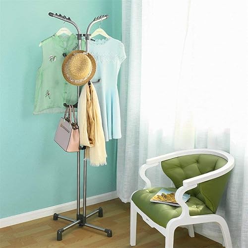 Miniatura 5 de BAOYOUNI Perchero de metal resistente para la entrada el pasillo el árbol del sombrero el bolso y la chaqueta ganchos de altura ajustable color gris