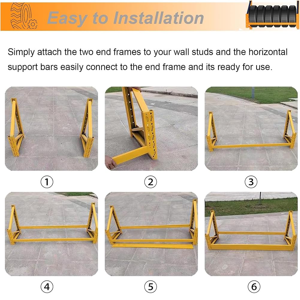 Estante De Neumáticos Montados En La Pared, Estante De Almacenamiento De Neumáticos De Metal De Servicio Pesado, Estantería De La Rejilla para Los Neumáticos,150cm