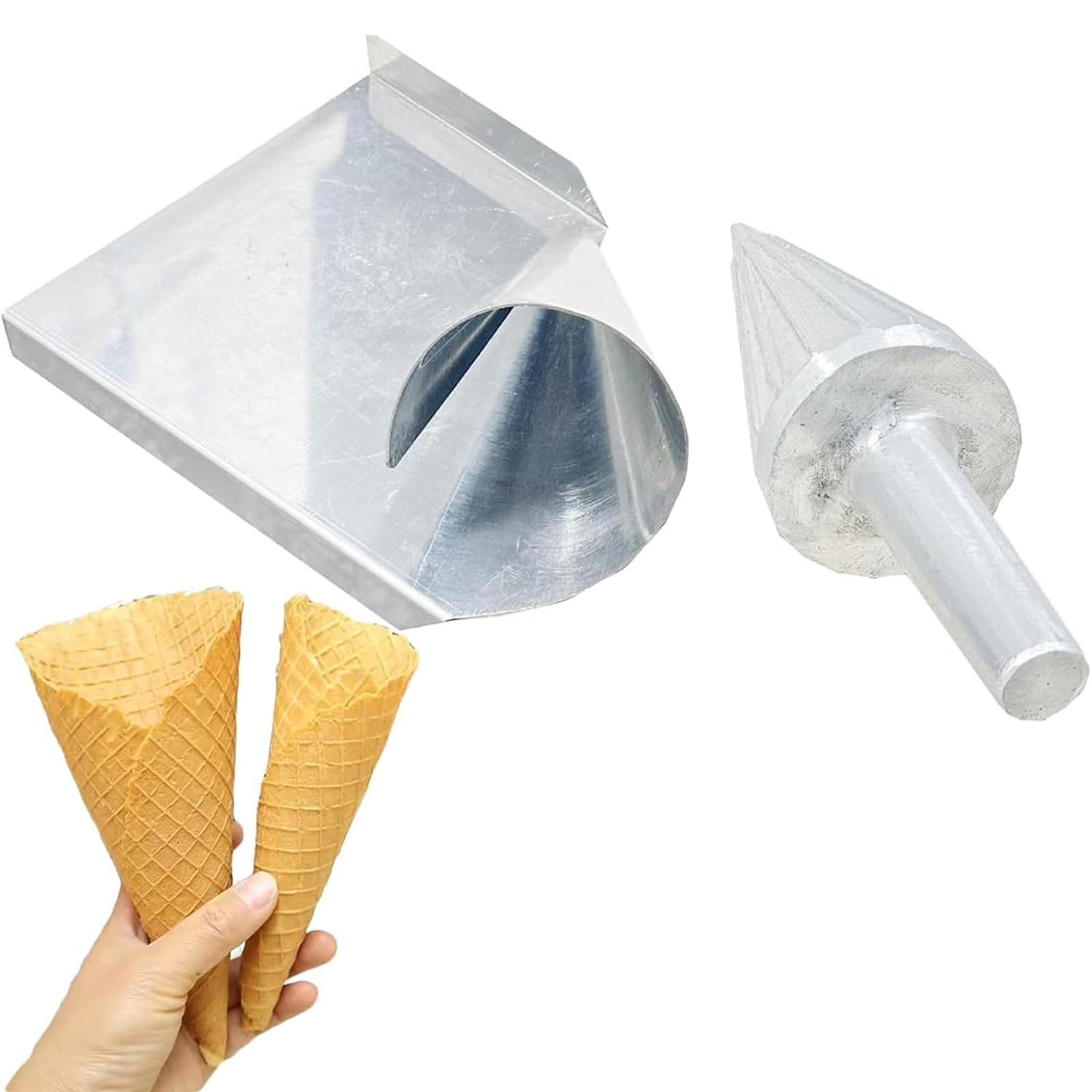 XNZJHPP Waffle Cone Roller & Shaper Tool - Cast Aluminum Ice Cream Cone Moulds for Home, Restaurants & Bakeries - Smooth Texture & Easy to Use (Small)