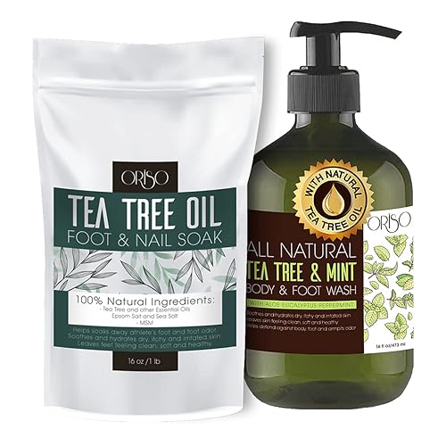 Gel de baño con aceite de árbol de té con aceite de menta y árbol de té para pies, tratamiento de pies de atletas, ayuda al olor de los pies, eccema