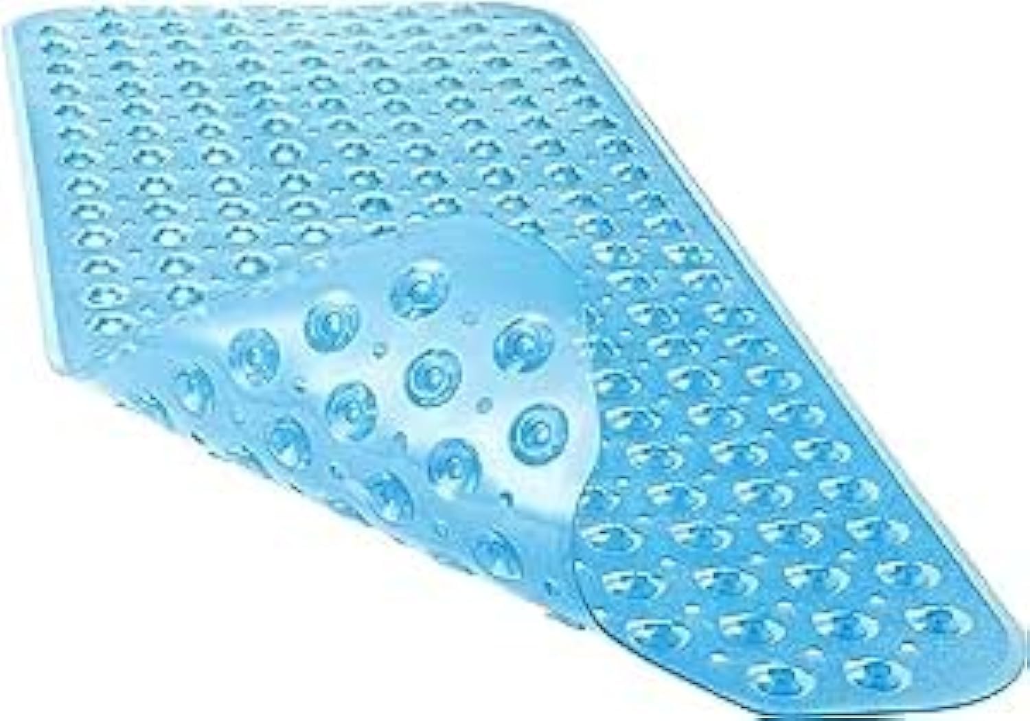 CAZADORA Luksyol Non-Slip Bath Tub Shower Mat 40x16in - Enhance Bathing Safety with Anti-Slip Mat Featuring Suction Cups & Drain Holes - Perfect for Kids & Adults. (Blue)