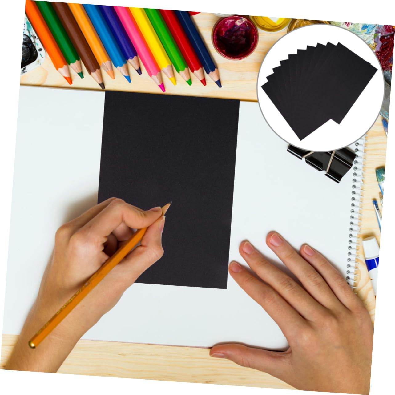 Papier à Dessin Noir 100 Pièces pour Garçon et Filles, Écriture et Peinture