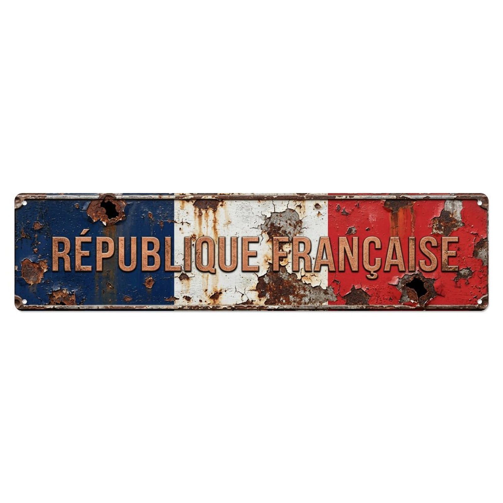 Okahys 4X16inch(10X40cm) France Flag Textured Display Vintage Metal Tin Sign