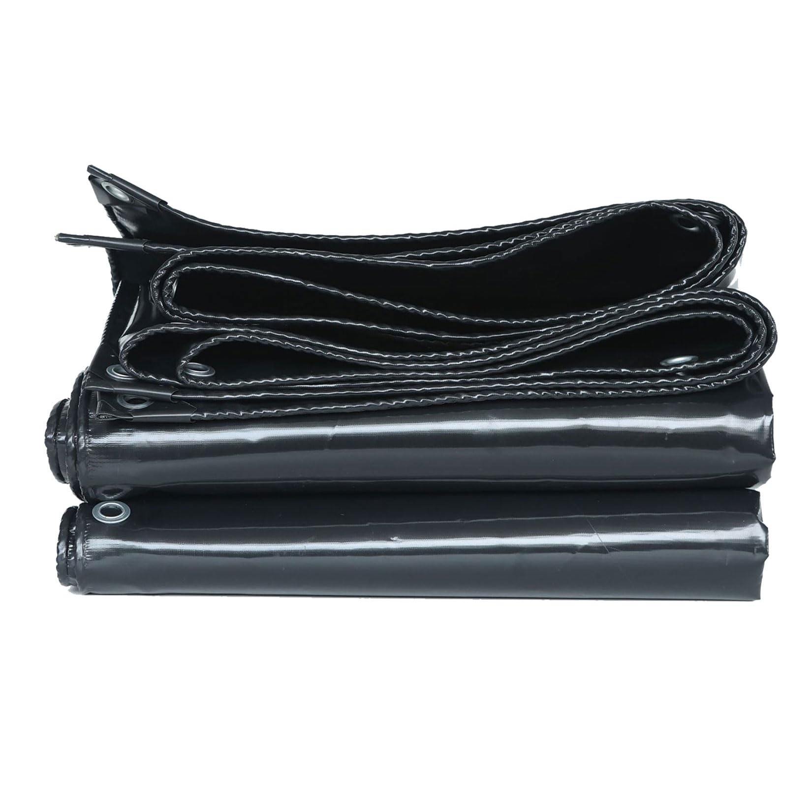 Lona Remolque,Pro Lona Reforzada,Lonas Impermeables Exterior con Ojales Cubierta,PVC,para Muebles de Jardín,Camión,Carpa,Mader Negro 420g/m² 3×5m