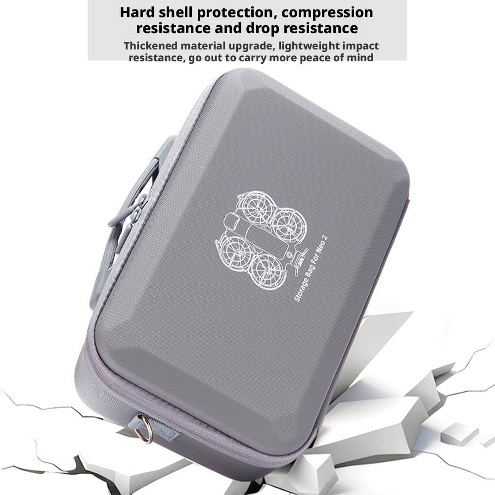 Custodia per drone DJI Neo 2, custodia da viaggio rigida in poliuretano resistente con tracolla per drone, telecomando, batterie e accessori, grigio, Flypack, moderno