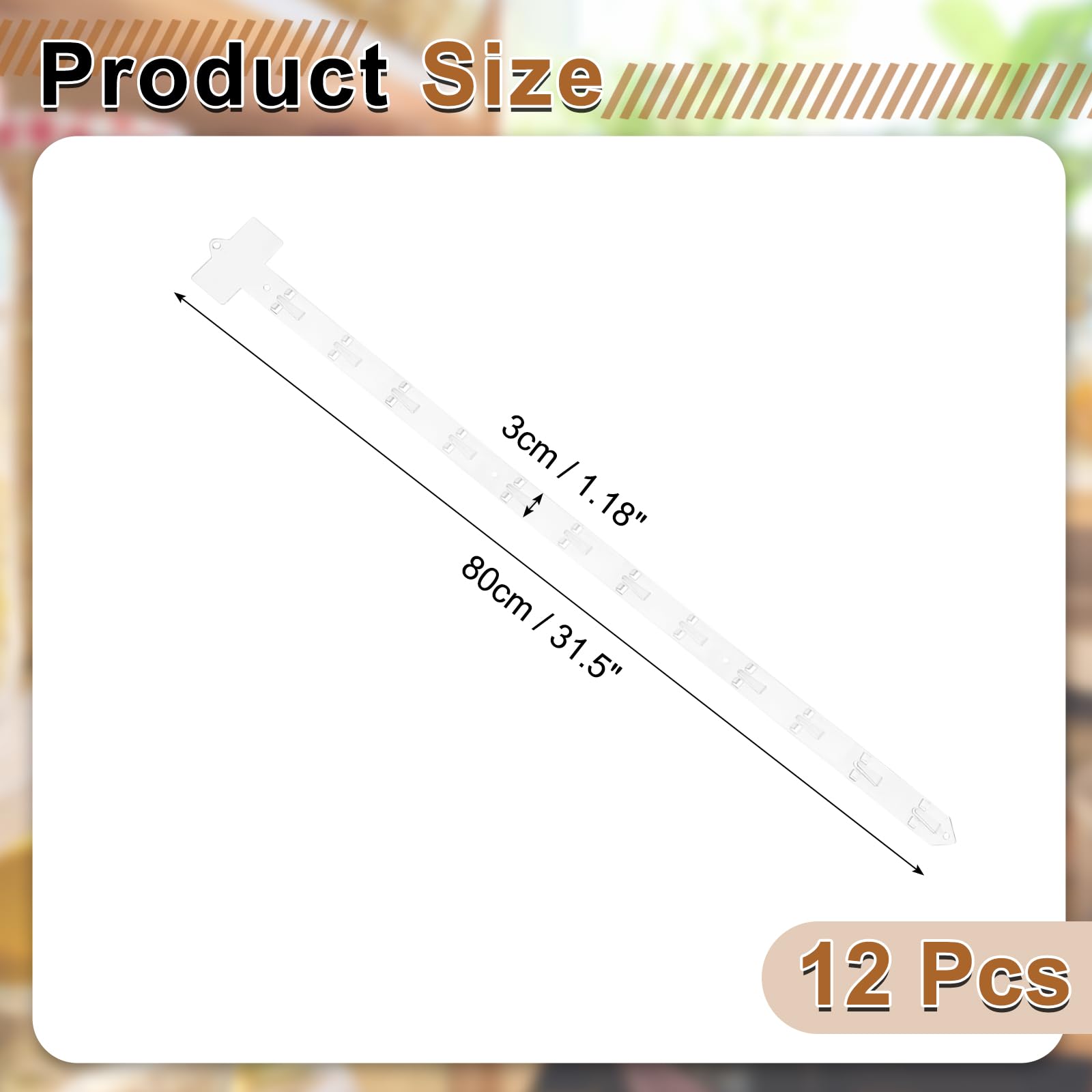 sourcing map 12 strisce per merci da appendere, 80 cm, in plastica, con intestazione per etichette, per negozi al dettaglio, casa, negozio, sacchetti di snack, trasparenti