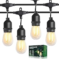 Vista 9 de BRIMAX Cadena de luces para exteriores de 2 W, 100 pies, grado comercial, con 32 bombillas LED S14 regulables, resistentes al agua, para bistró