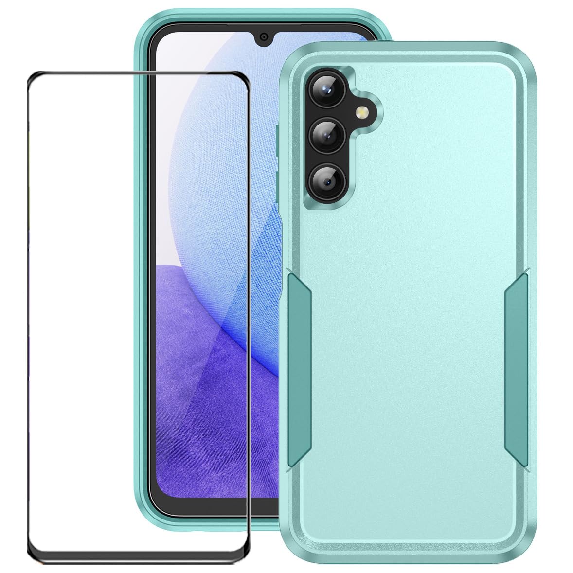 for Samsung Galaxy A25 5G Case with Screen Protector,Galaxy A25 Phone Case Slim Fit Bumper Protective Shockproof Defender Armor Dual Layer Protection