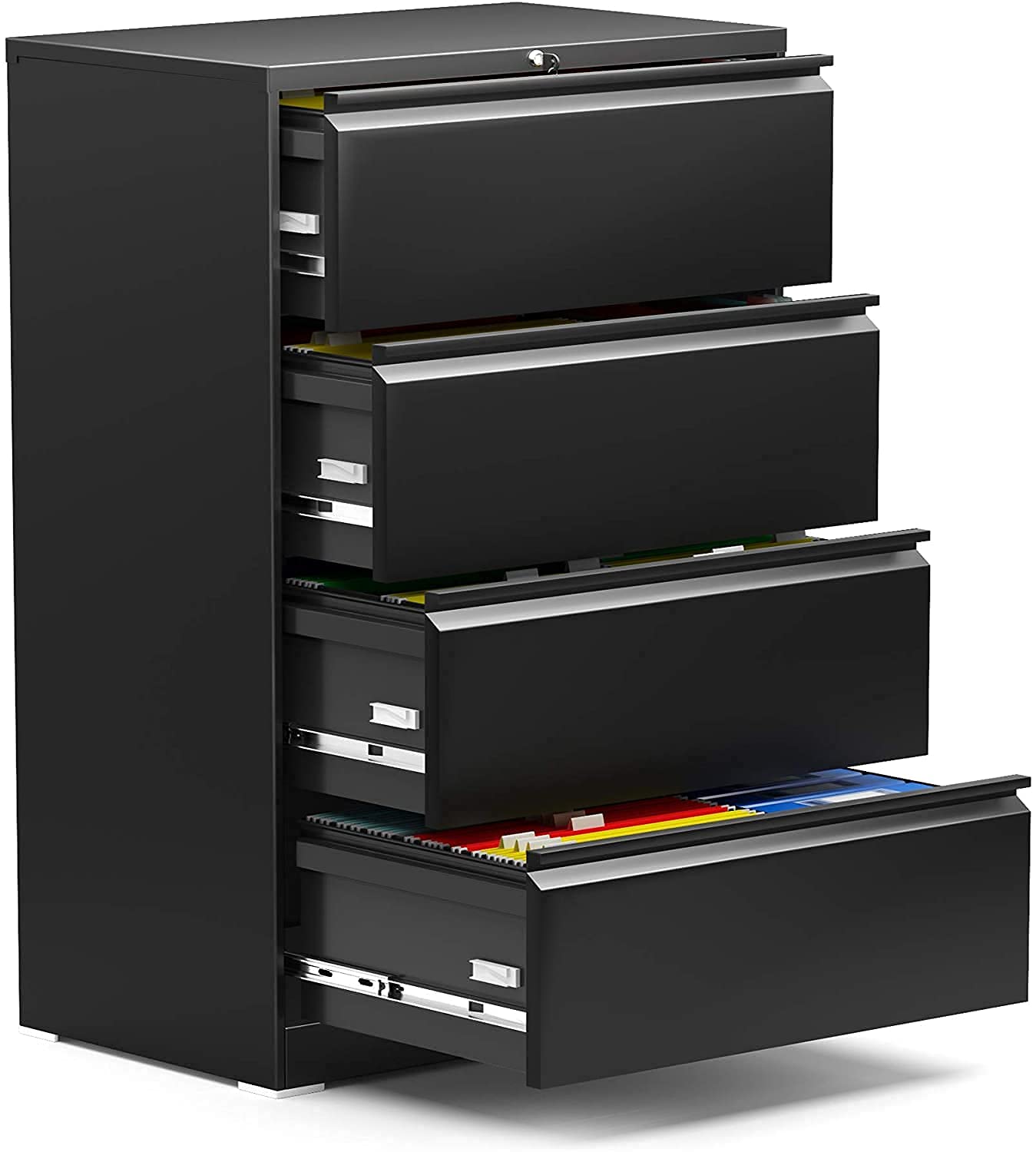 Buy Bonusall, Black 4 Drawer Lateral File with Lock, Locking