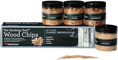PolyScience The Smoking Gun Woodchips, Mesquite, Hickory, Applewood y Cherrywood, juego de 4