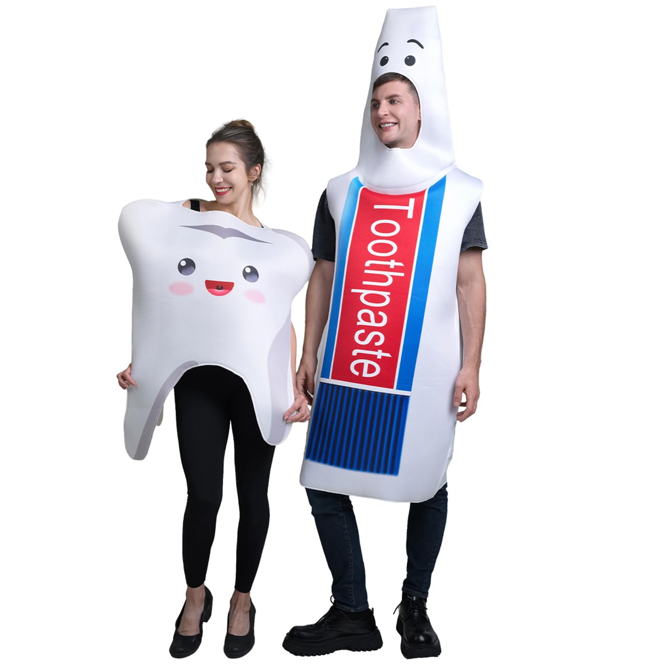 Set cosplay di coppia di denti e dentifricio divertenti per adulti